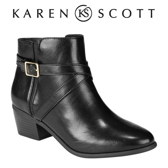 Karen Scott Shoes - KAREN SCOTT - Falonn Black Ankle Boots, Created for Macy's, SZ: 12M, Good Shape!